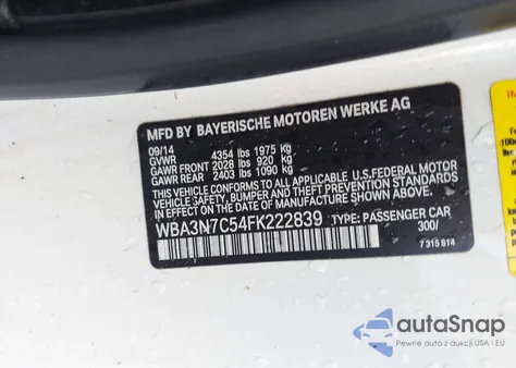 2015 BMW 428I z USA, uszkodzony, nr VIN WBA3N7C54FK222839